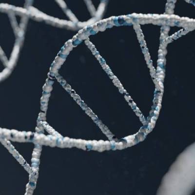 A closeup image showing the DNA double helix.