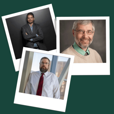 Chris Adami, Bob Hausinger, and Phil Delekta's pictures float in pretend polaroid frames. 